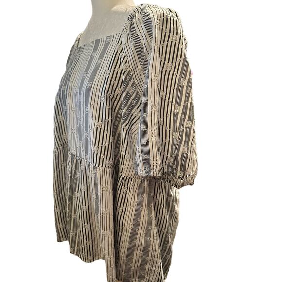 Lane Bryant Short Sleeve Square Neck Eyelet Peplum Top, Plus Size 16 - Picture 6 of 8